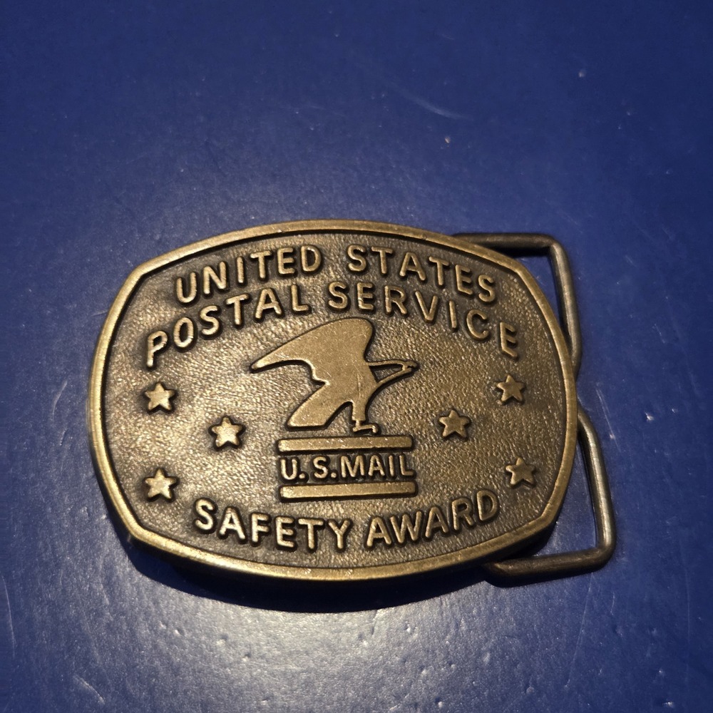 Vintage United States Postal Service USPS U.S. Mail Safety Award Belt Buckle